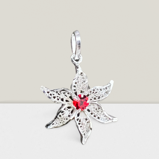 Pendentif ylang avec pierre rouge