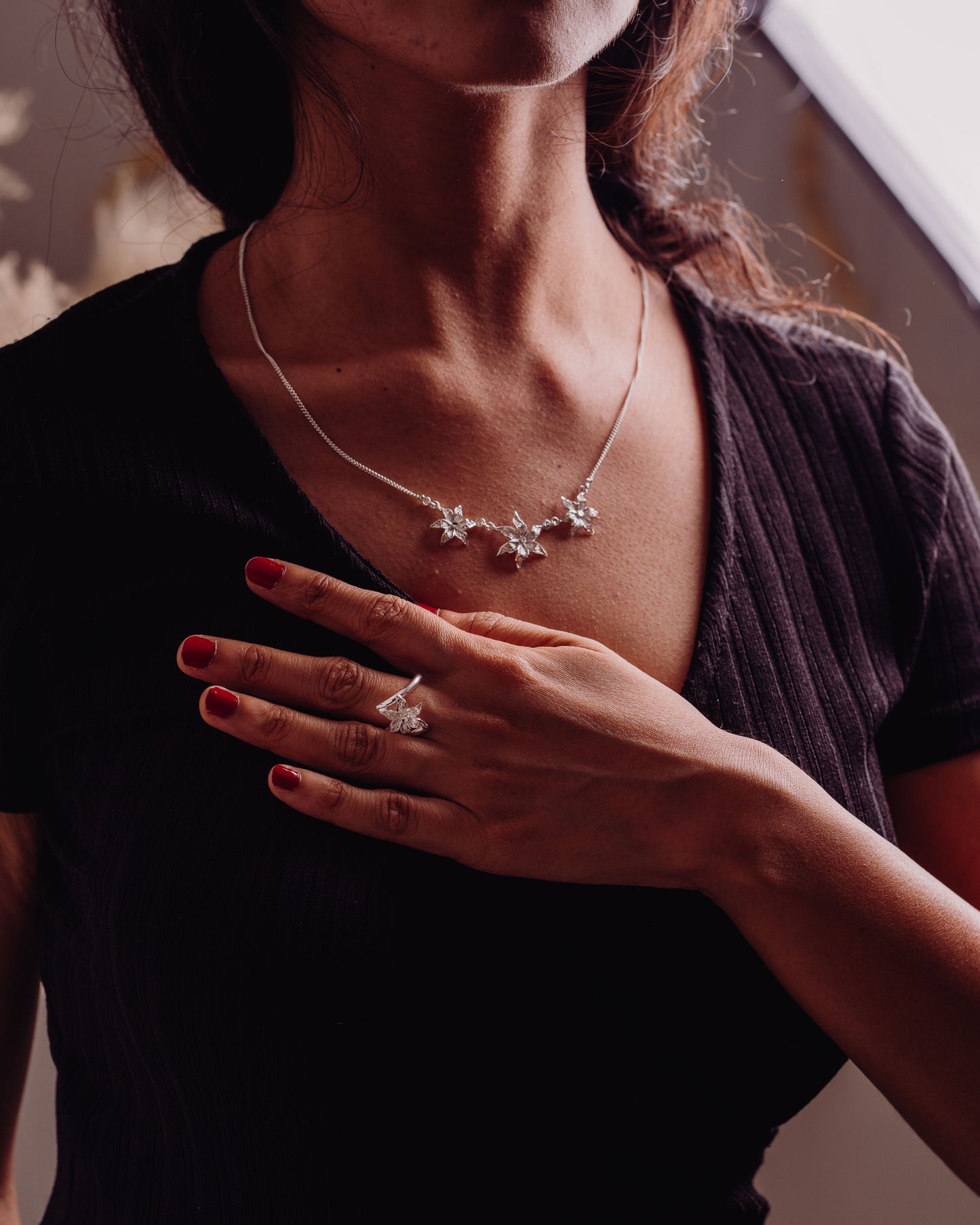 collier 3 ylangs classique en argent 925